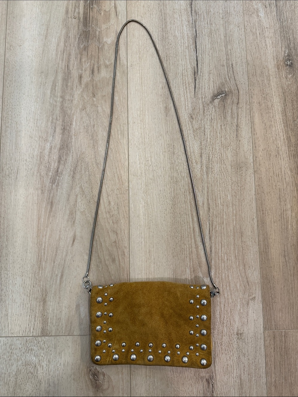 Free People Suede Studded Mustard Clutch - Women's Wallet - Picture 5 of 7